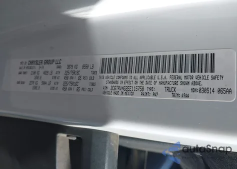 2014 Ram Promaster 1500 Low Roof из США, поврежденный, VIN 3C6TRVNG2EE115758